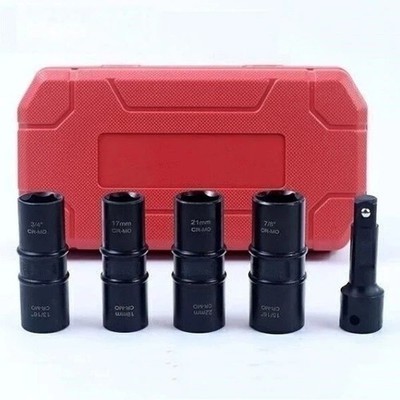 5PCS 1/2'' THIN WALL FLIP IMPACT SOCKET SET FOR AUTO RIMS TIRES LUG NUTS USA