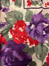 Limited Access Poppy Red/Purple Bold Square Scarf 100 Rayon Preowned T-54 