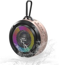 Shower Speaker IPX7 Waterproof Mini Bluetooth with Lights  Mic   Pink, 12H Play