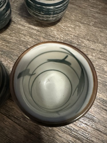 Vintage Dining Japanese Swirl Pastel Pottery Tea Set With Teapot And 4 Cups - Picture 4 of 19
