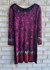 Nic + Zoe Long Sleeve Round Neck Abstract Sunflower Sweater Dress Size M