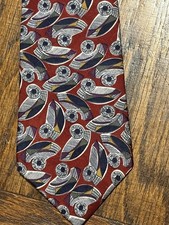 Adolfo Couture Vintage Silk Tie Burgundy Abstract Geometric Made in USA RN 22456