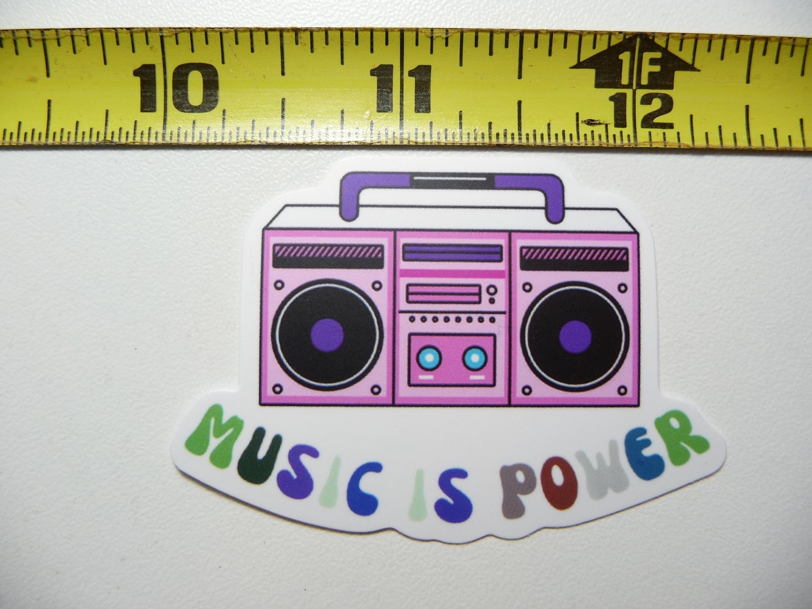 MUSIC IS POWER BOOMBOX DECAL STICKER MUSICIAN FAN BAND SONG