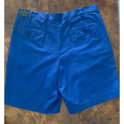 BROOKS BROTHERS Clark Shorts Men 36 Royal Blue Flat Front Wrinkle Free Chino NWT - Picture 2 of 4