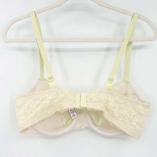 Victoria's Secret VS Body Unlined Demi Bra Size 38D Coquette Yellow Floral Lace - Picture 6 of 6