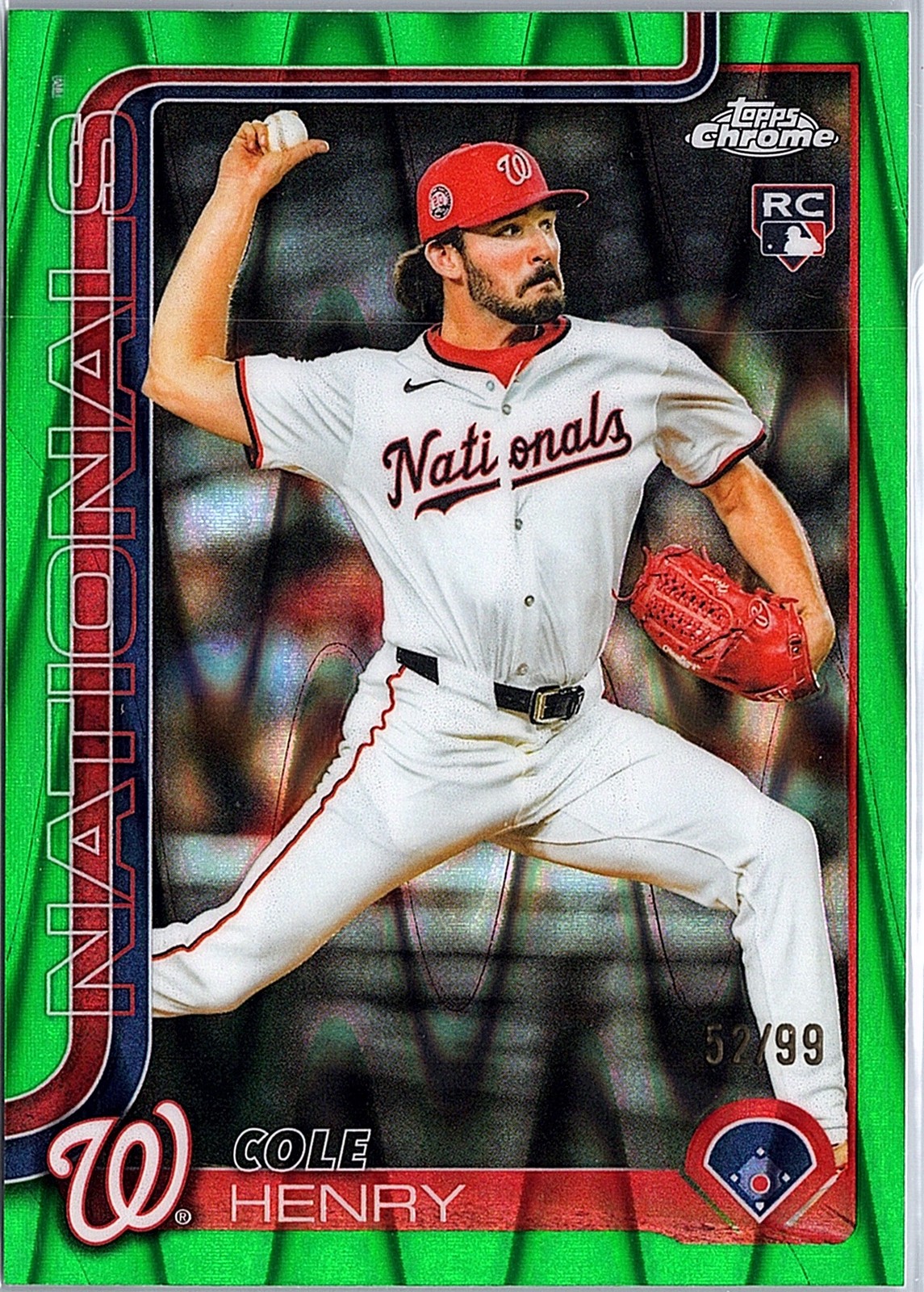 2025 Topps Chrome Update #USC72 Cole Henry Green RayWave Refractor #/99