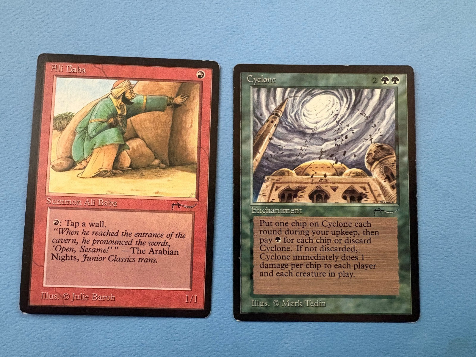 MTG Arabian Nights Edition, Ali Baba  and Cyclone! 1993 Vintage Magic!