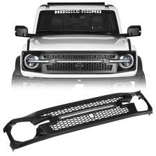 Fit 21-25 Ford Bronco Matte Black Grille Replacement Insert W White Drl Light