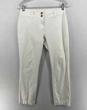 EILEEN FISHER Pants 2 Stretch Organic Cotton Twill Tapered Ankle Low Rise White