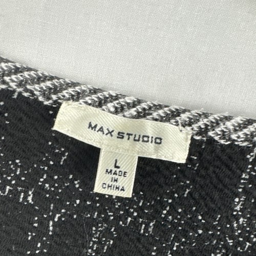 Max Studio Dress Size Large Black White Shift Classic V Neck Preppy Sleeveless - Picture 5 of 15