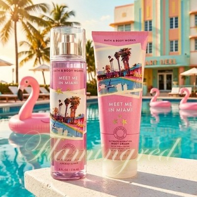 Bath & Body Works Meet Me In Miami Fragrance Mist Hydrating Body Cream 2 Pc Set
