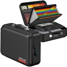 Fireproof Document Box with Lock, Hard Case Fireproof File Organizer for Impo...