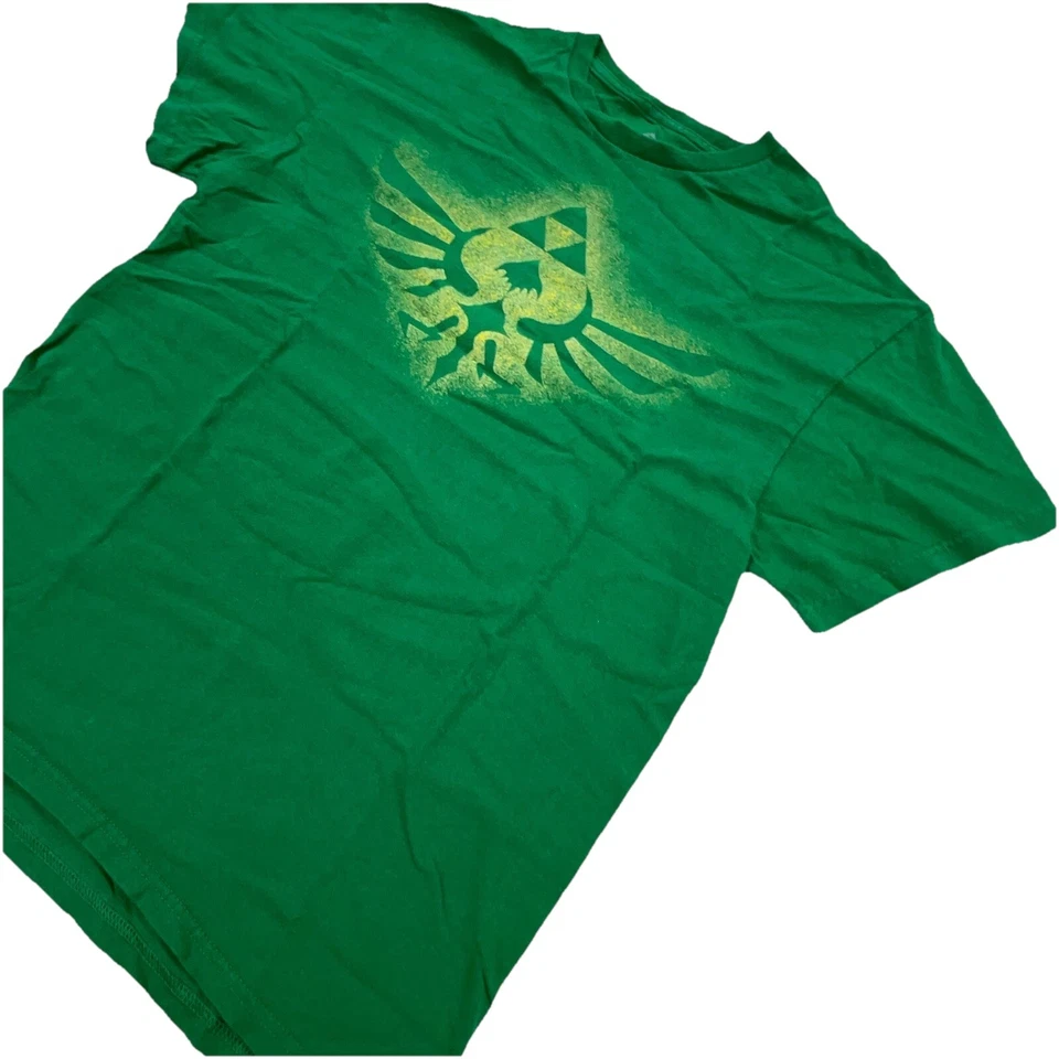 Legend of Zelda Camisa Hombre Mediana Verde Amarilla Camiseta Nintendo Retro Videojuego Foto 2 de 4