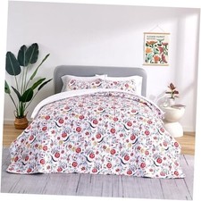 3-Piece Printed Quilt Set - Full/Queen 90x96 inch  2 Pillow Shams Evans