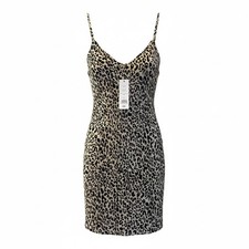French Connection Womens Size 8 Leopard Print Slip Dress Spaghetti Strap Party