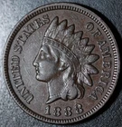 1888 INDIAN HEAD CENT - With LIBERTY & DIAMONDS - XF EF