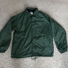 Vintage Sportsmaster Men's M Green Nylon Snap-Front Coach Jacket Made in USA