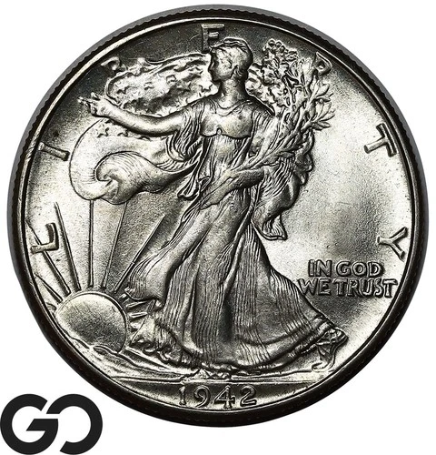1942 Walking Liberty Half Dollar, Superb Gem BU++
