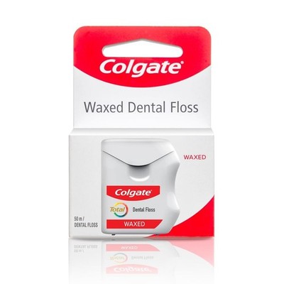 Colgate Total Waxed Zahnseide 50m 3er Pack Minze Plaque Entfernung Zahnfleisc...