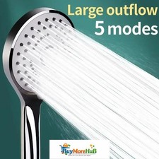 Soffione Doccia 5 Modalità Bagno Alta Pressione GRANDE Cromato Handset Testine Risparmio Acqua UK