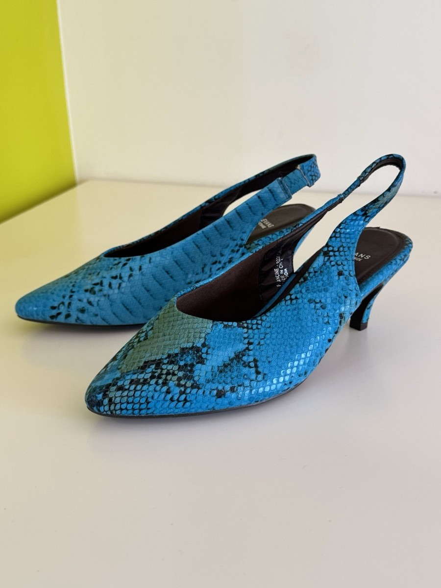 EVANS Women's Extra Wide 8EEE Bright Turquoise Low Heel Slingback