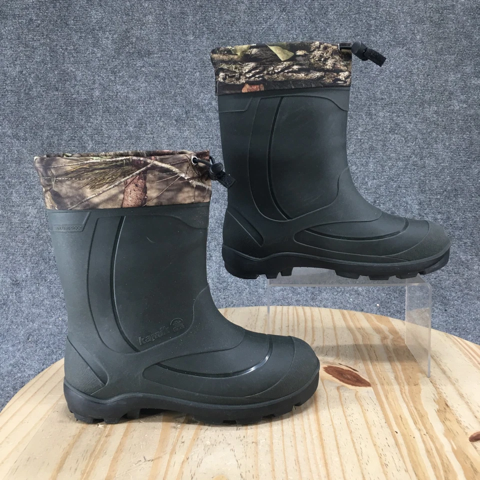 Kamik Boots Youth 6 男孩 Snobuster 2 迷彩冬季雪地靴橄榄绿色橡胶 — 第 2/4 张图片