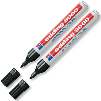 Edding 3000 schwarz Permanent Marker Stift wasserfest 2 Stück