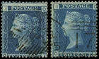 GB 1858  SG45 Pl.8 Used - States 1 and 2 matched pair