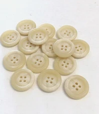 24 Buttons Mottled Swirl Cream Off White Plastic 4-Hole Sewing 20 mm #WH82