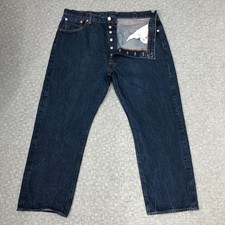 Levis 501 Jeans Mens 40x30 Blue Medium Wash Button Fly Straight Leg Denim Casual