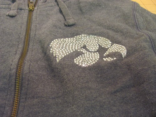 Nike Iowa Hawkeyes Rhinestone Full Zip Hooded Top Gray Women’s S - Picture 3 of 11