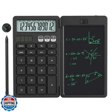 NEWYES Calculator, with Writing Tablet and Pen, Solar and Battery Powered, Su