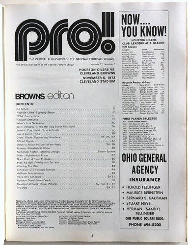 1972 BROWNS - OILERS FOOTBALL PROGRAM - HOUSTON AT CLEVELAND - NEW NFL STADIUMS - Picture 2 of 4