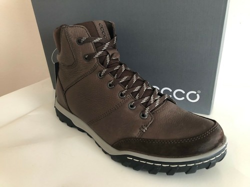 NEW MEN'S ECCO "URBAN LIFESTYLE ELY" MID CUT BOOTS HYDROMAX LEATHER COFFEE