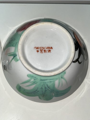 Lot Of 3 Chinese Export Porcelain Hand Painted Rooster Noodle Soup Bowls 6.5”D - Picture 12 of 12