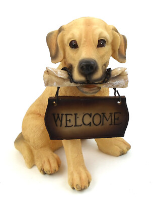 Barjan 1257203Goldretr Resin ''Welcome'' Golden Retriever Puppy