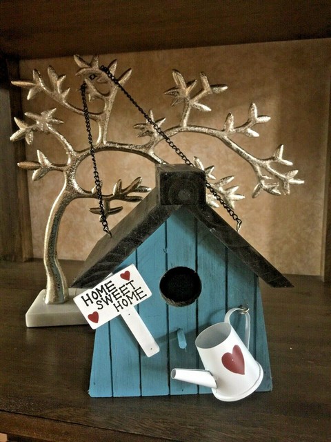 Wood Birdhouse Yellow Log Home Wooden Hanging Outdoor Decorative