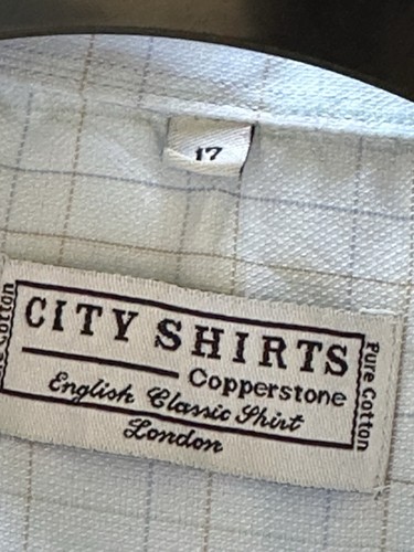 Copperstone Shirt 17" 43cm Blue Short Sleeve Cotton Rich Check Button-Down Mens - Picture 9 of 9