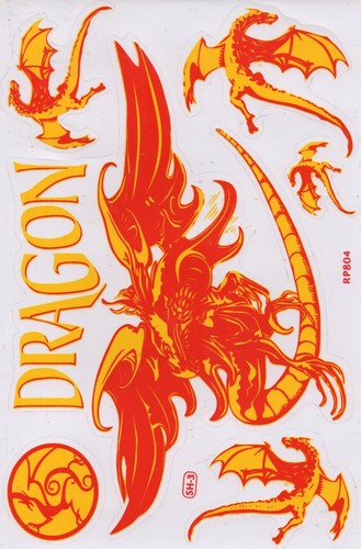 oranger Drachen Aufkleber Sticker - Fahrzeugveredelung Auto Motorrad Roller 94