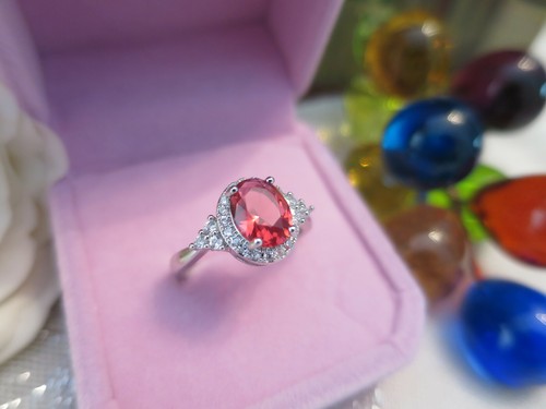 Vintage Jewellery Ring with Ruby & White Sapphires Art Deco Design size 6 (28) - Picture 5 of 11