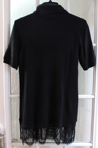 APT 9 Black Turtleneck Short Sleeve Sweater Women PM NWT - Picture 2 of 8