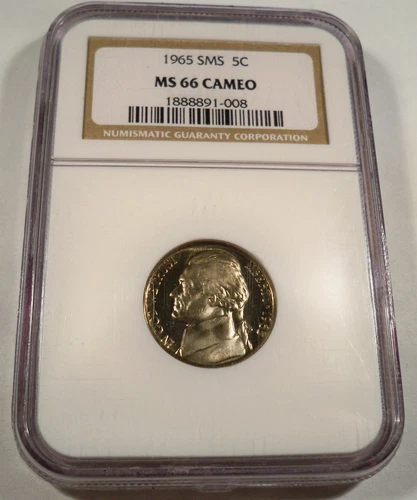 1965 NGC MS66CAM SMS JEFFERSON NICKEL 5c MS 66 CAMEO