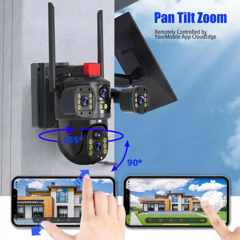 4x Solar Battery Powered Wireless WiFi Outdoor Home Security Camera System CCTV - Image 4 of 4