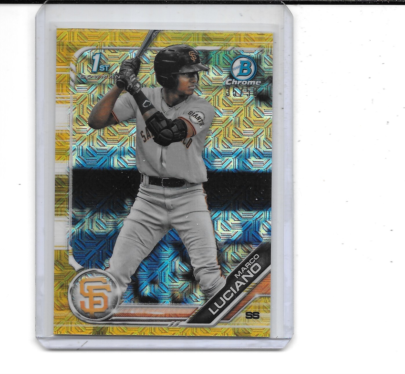 2019 BOWMAN CHROME MARCO LUCIANO RC GOLD MOJO REFRACTOR ROOKIE # 35/50 GIANTS