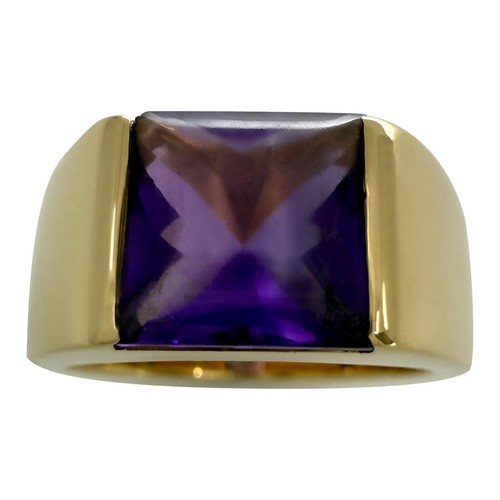 Vintage Cartier Deep Purple Amethyst 8mm 18k Gelbgold Tank Band Solo Ring 51