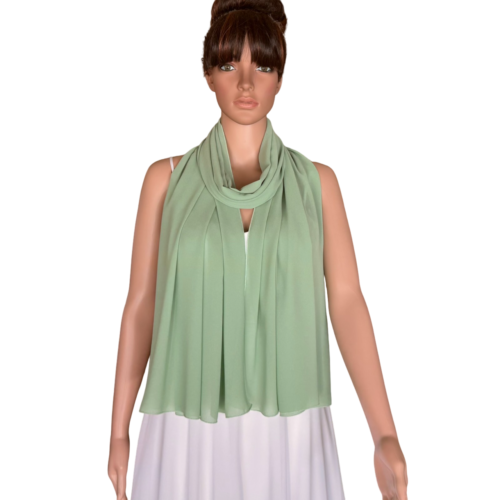 Sage Green Wrap Scarf. Chiffon Long Scarf. Bridesmaid Shawl. Cheap Shawl. - Picture 3 of 3