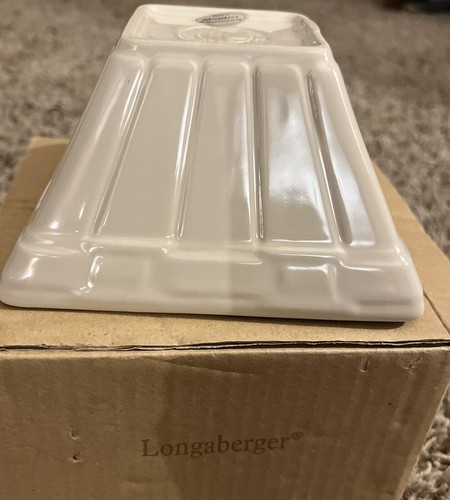 Longaberger Pottery Ceramic Woven Traditions Ivory Flare Square Vegetable Dish - 第 4/7 張圖片