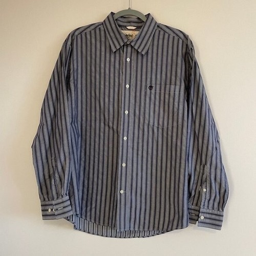 Timberland Langarm Button Down Hemd für Herren Größe Large blau gestreift - Bild 2 von 8
