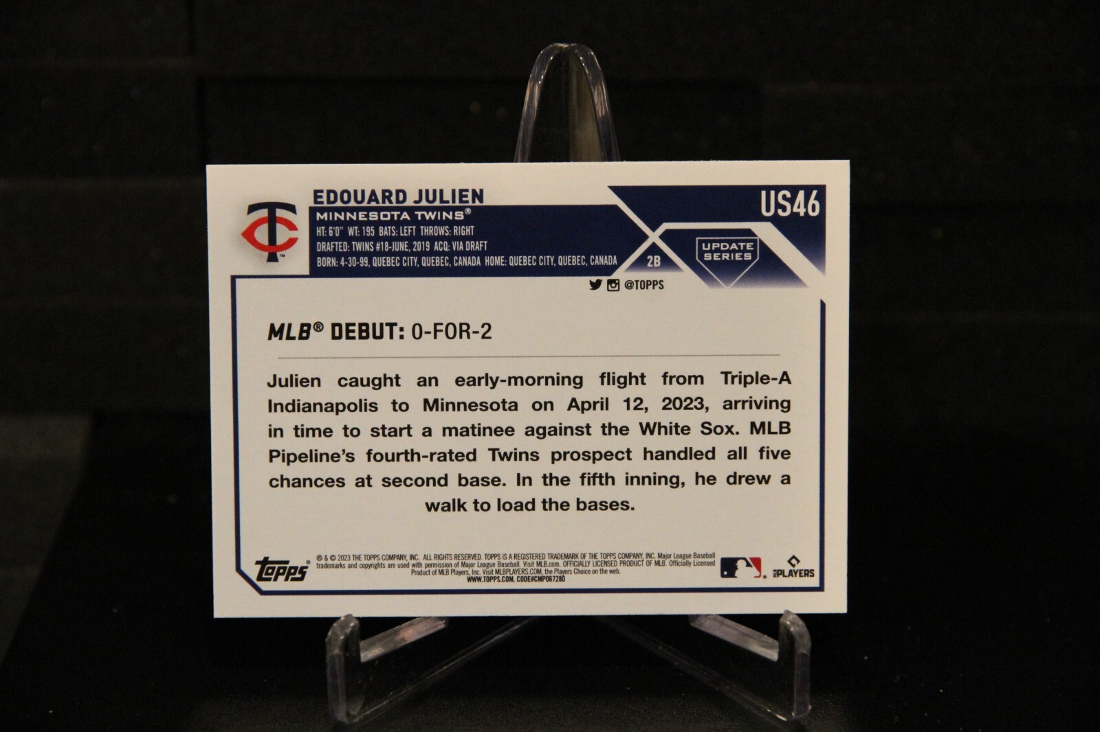 EDOUARD JULIEN Rookie Card LOT of 20 RC #US26 & US222 - Twins - See Photos