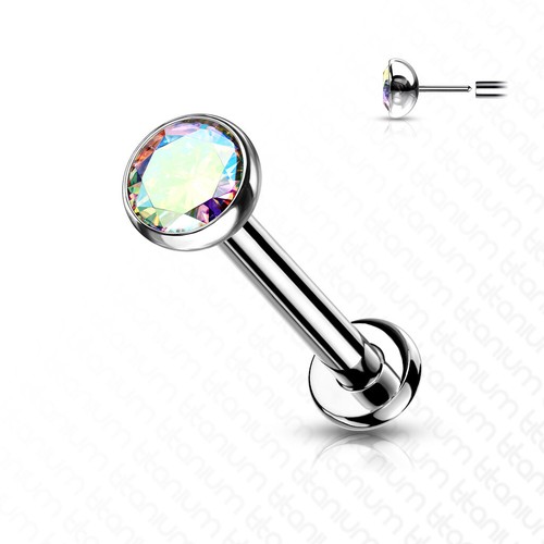 20G 18G Sin rosca Labret Empuje Trasero Plano Grado Implante Gemas CZ - Imagen 4 de 22